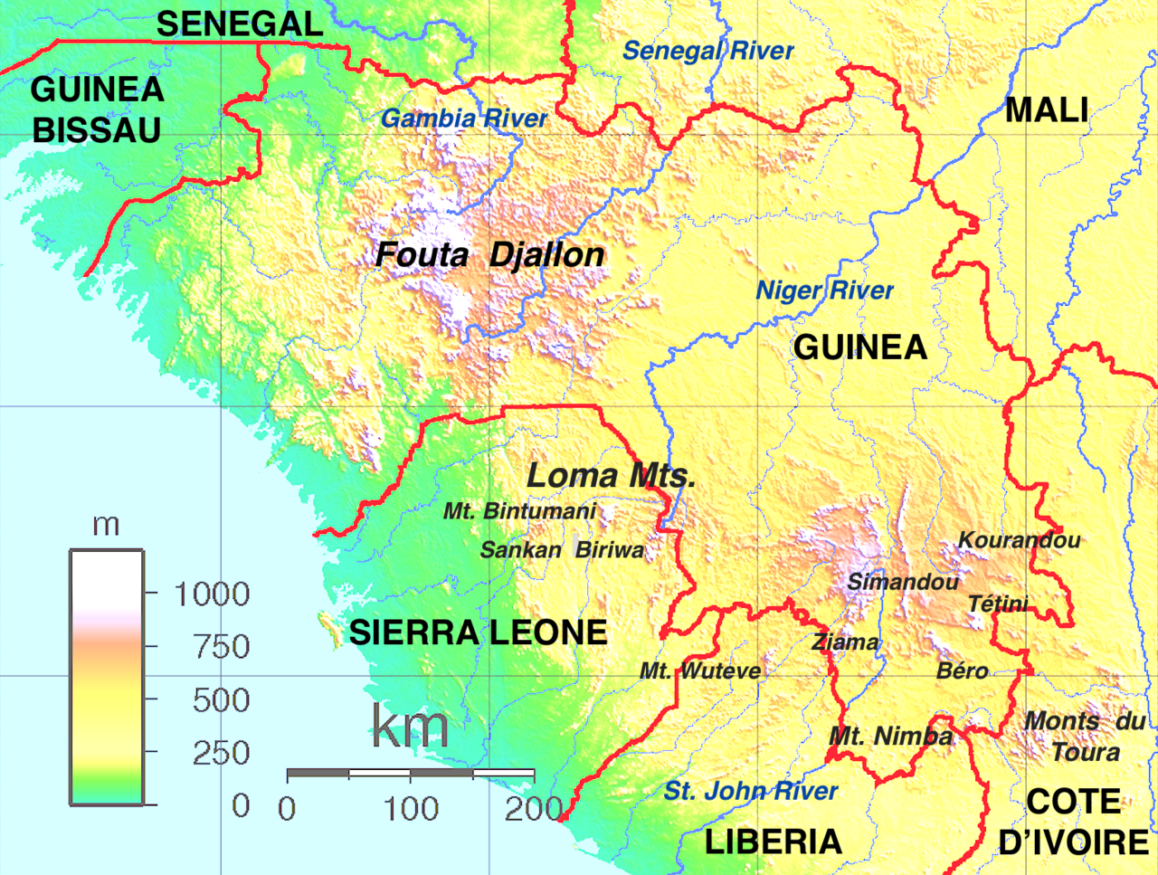 Relief et réseau hydrographique de Haute-Guinée